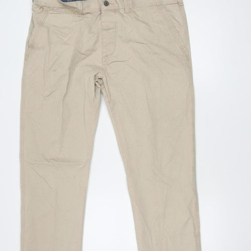 Marks and Spencer Men's Beige Straight Trousers Size 40