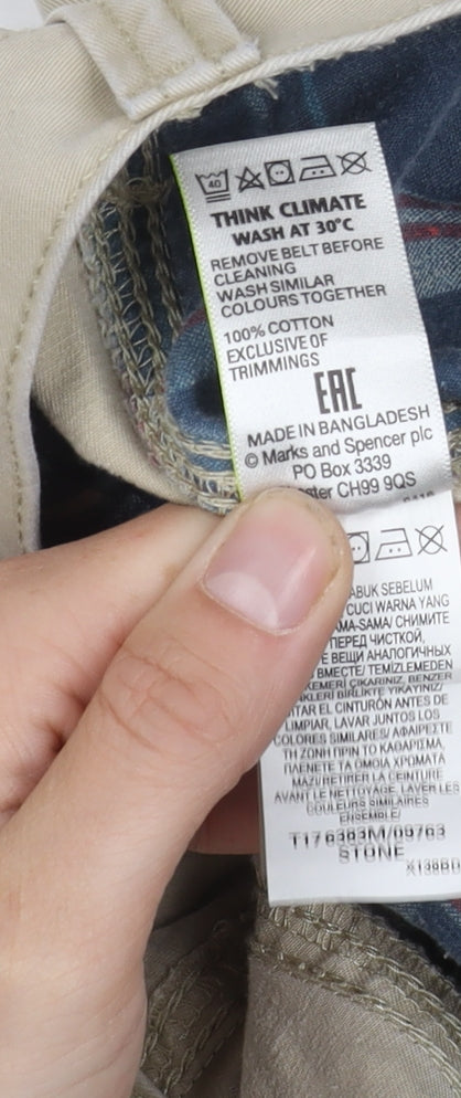 Marks and Spencer Men's Beige Straight Trousers Size 40