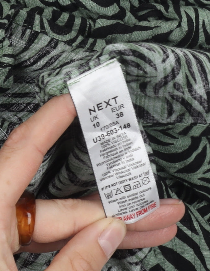 Next Women's Green Animal Print Dress Size 10