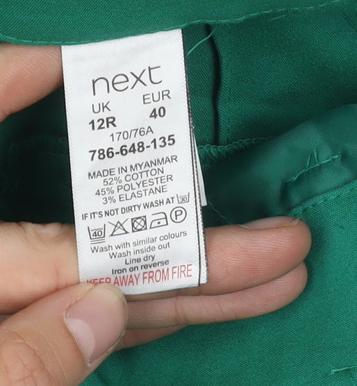 Next Women's Green Trousers Size 12, Cotton Blend