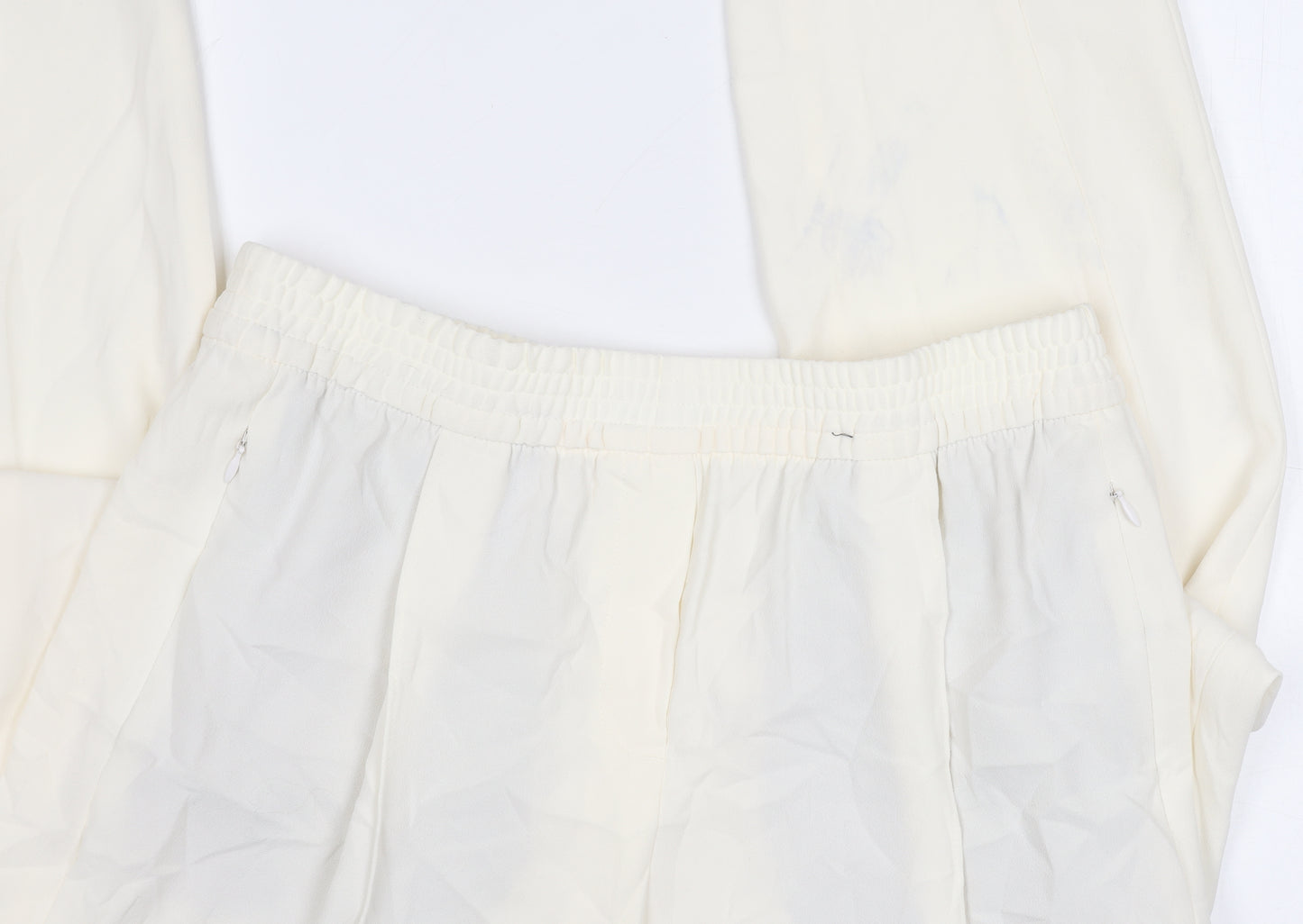 Marks and Spencer Women's Ivory Pleated Trousers Size 12