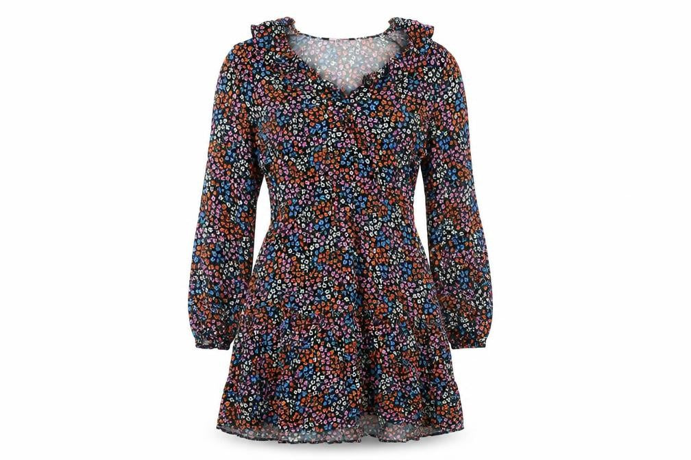 Front view of Very Women's Multicoloured Floral A-Line Mini Dress