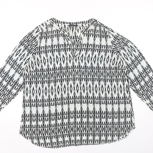 Marks and Spencer Women's Black V-Neck Geometric Blouse Size 18