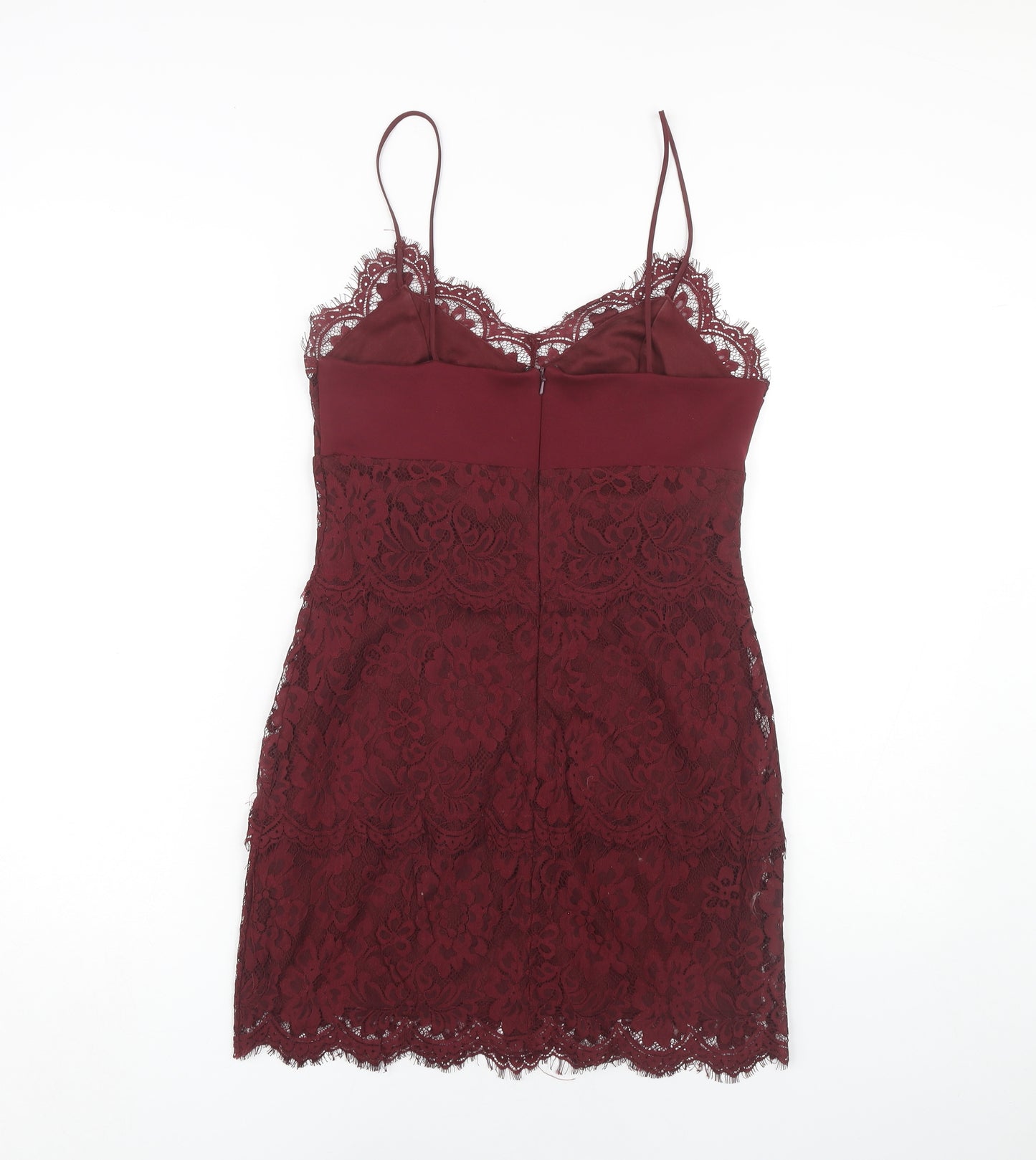 Topshop Women's Red Lace Slip Dress Size 12
