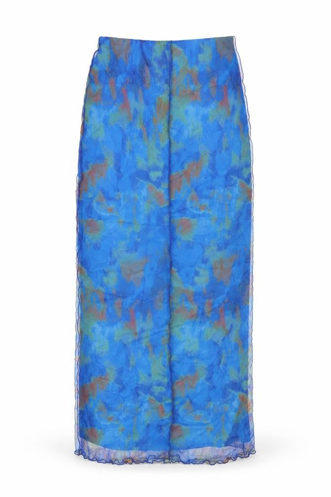 Front view of Topshop Women's Long Blue Skirt, size 6