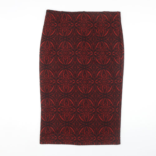 Marks and Spencer Women's Red Geometric Pencil Skirt Size 16