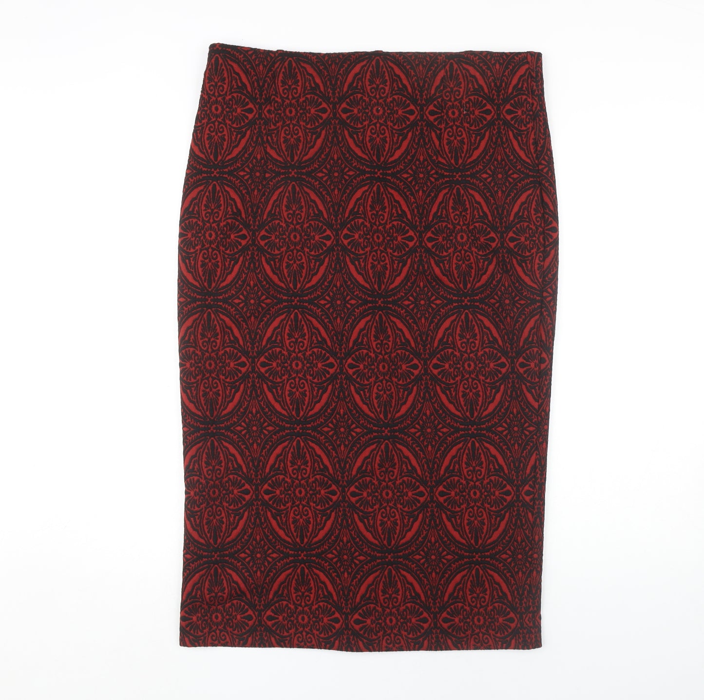 Marks and Spencer Women's Red Geometric Pencil Skirt Size 16
