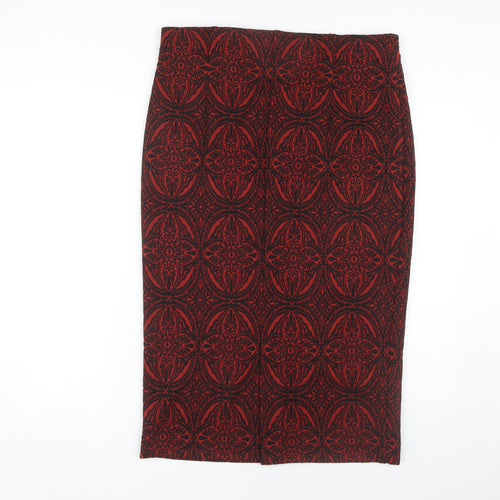 Marks and Spencer Women's Red Geometric Pencil Skirt Size 16