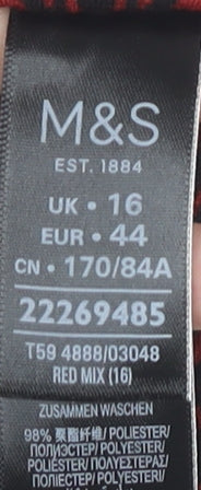 Marks and Spencer Women's Red Geometric Pencil Skirt Size 16