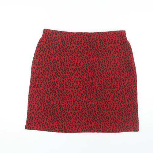 Marks and Spencer Women's Red Animal Print Pencil Skirt Size 14