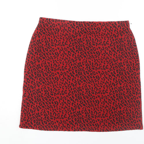 Marks and Spencer Women's Red Animal Print Pencil Skirt Size 14