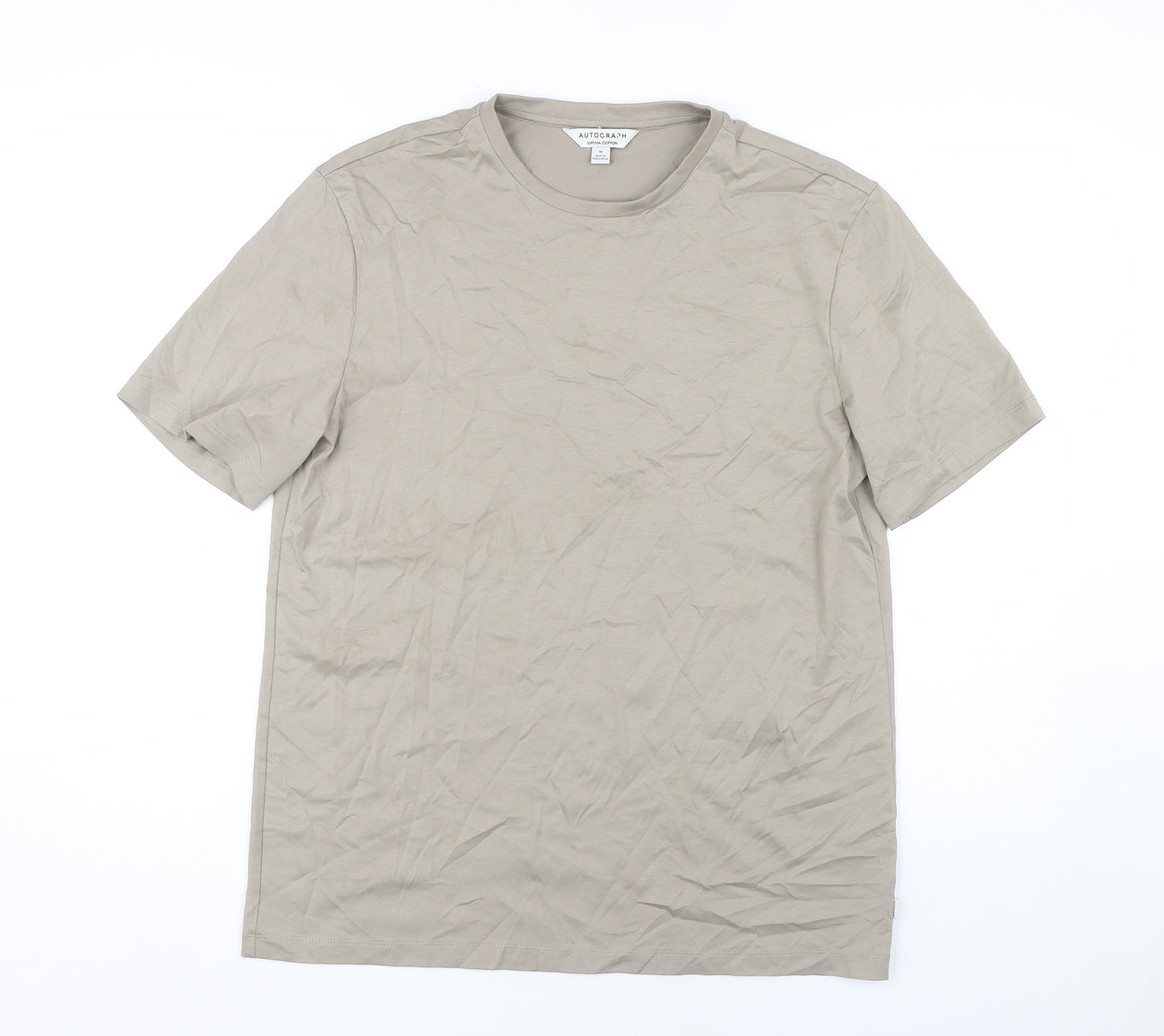Autograph Men's Beige Cotton Crew Neck T-Shirt M