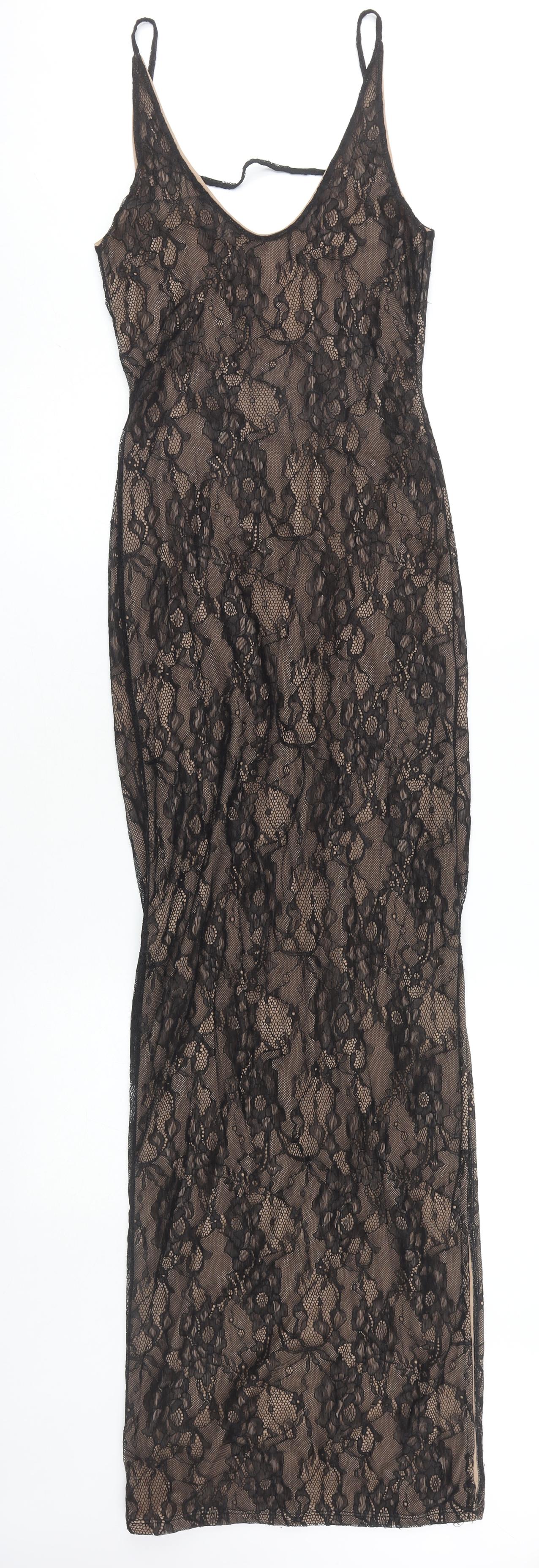 ASOS Women's Black Slip Dress, S, V-Neck Lace
