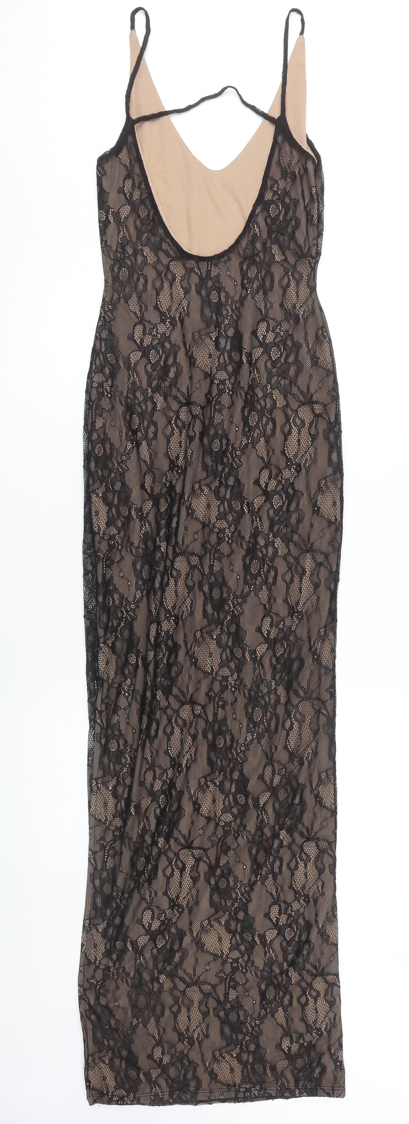 ASOS Women's Black Slip Dress, S, V-Neck Lace