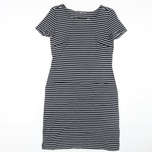 Marks and Spencer Women Black Size 12 Striped Sheath Dress