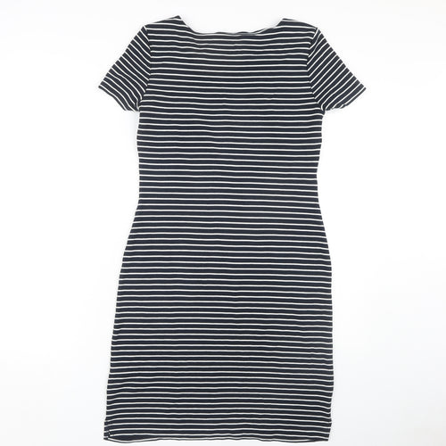 Marks and Spencer Women Black Size 12 Striped Sheath Dress