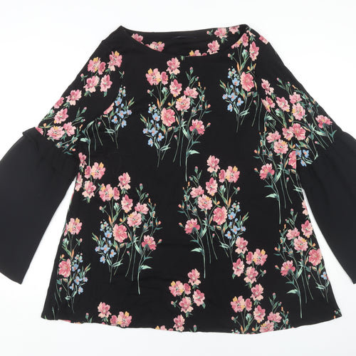 Marks and Spencer Women's Black Floral Blouse Size 18