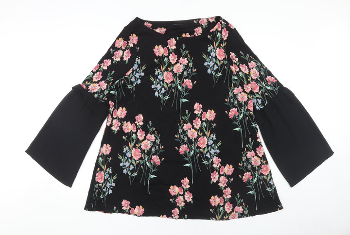 Marks and Spencer Women's Black Floral Blouse Size 18