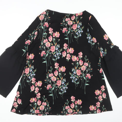 Marks and Spencer Women's Black Floral Blouse Size 18