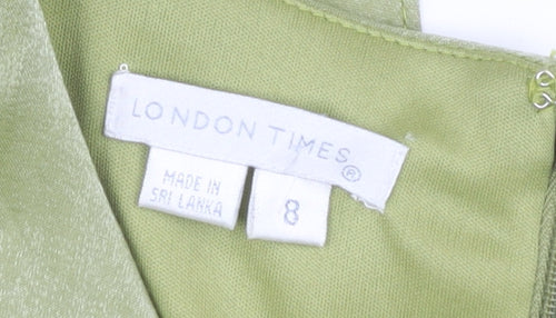 London Times Green Sheath Party Dress, Size 8