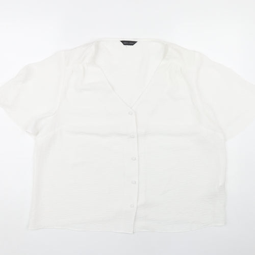 New Look Women's White V-Neck Blouse - Size 18