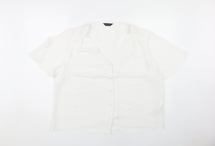 New Look Women's White V-Neck Blouse - Size 18