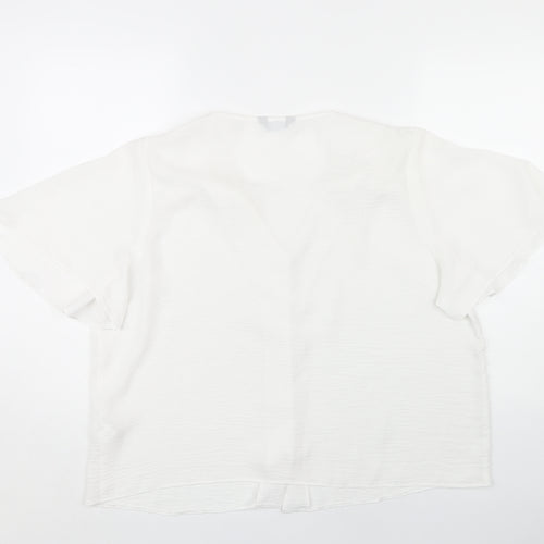 New Look Women's White V-Neck Blouse - Size 18