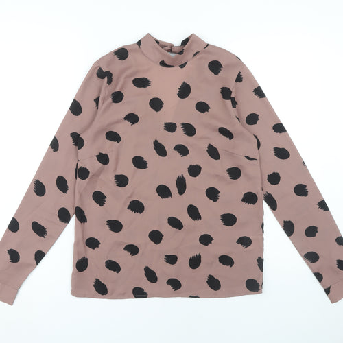 ICHI Women's Brown Polka Dot Blouse Size 6