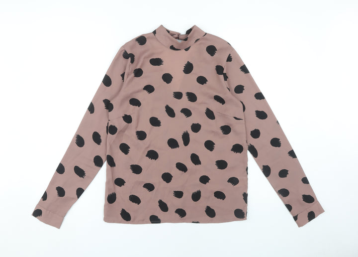 ICHI Women's Brown Polka Dot Blouse Size 6