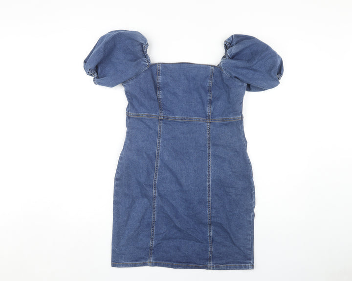 New Look Blue Denim Pencil Dress, Size 14, Women's Casual