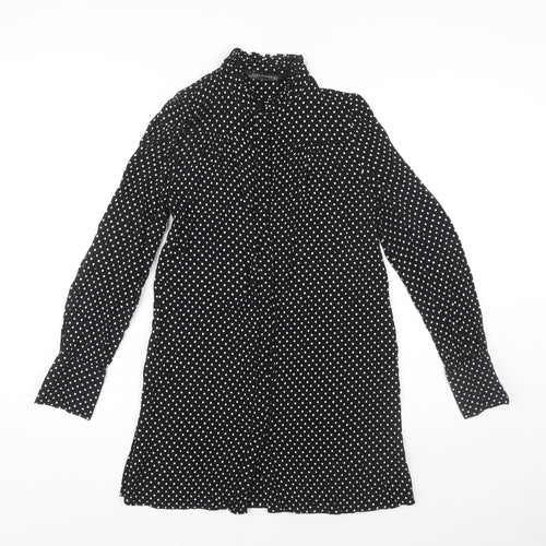 Zara Women's Black Polka Dot Long Sleeve Shirt Dress