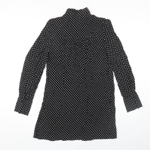 Zara Women's Black Polka Dot Long Sleeve Shirt Dress