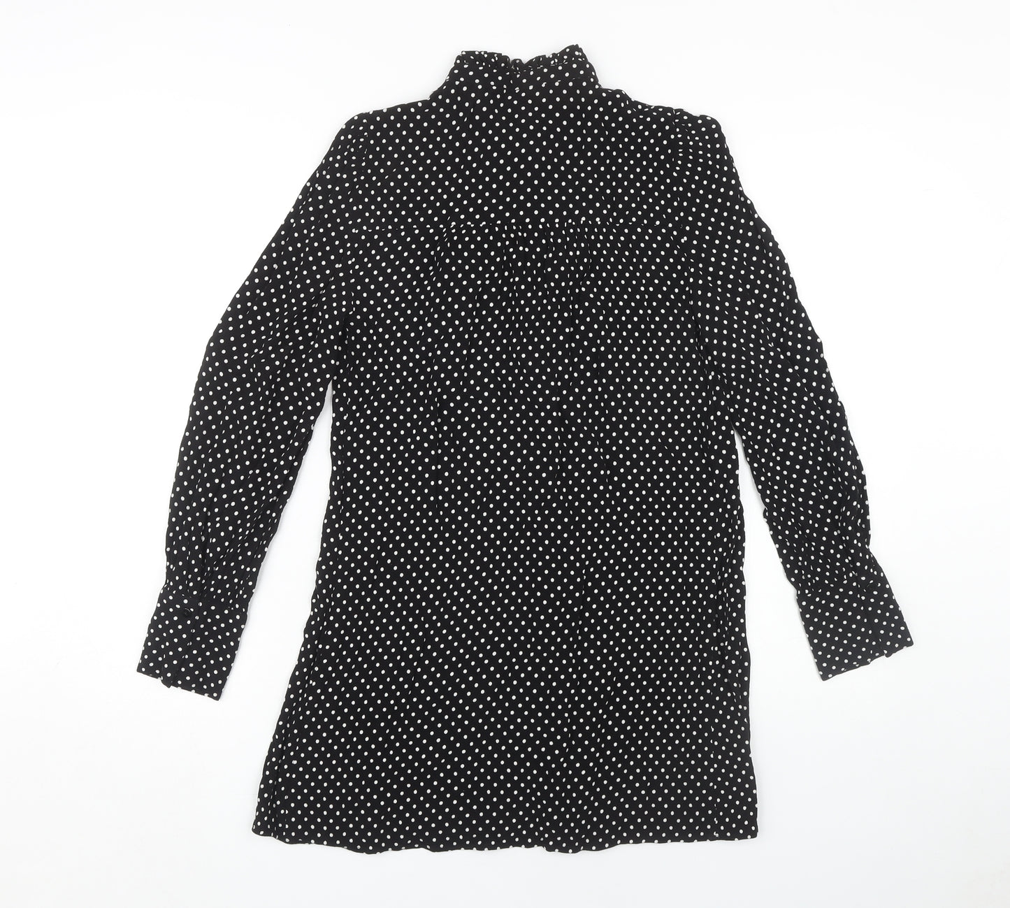 Zara Women's Black Polka Dot Long Sleeve Shirt Dress