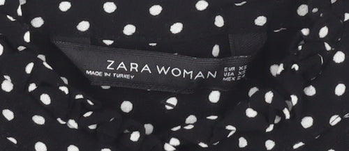 Zara Women's Black Polka Dot Long Sleeve Shirt Dress