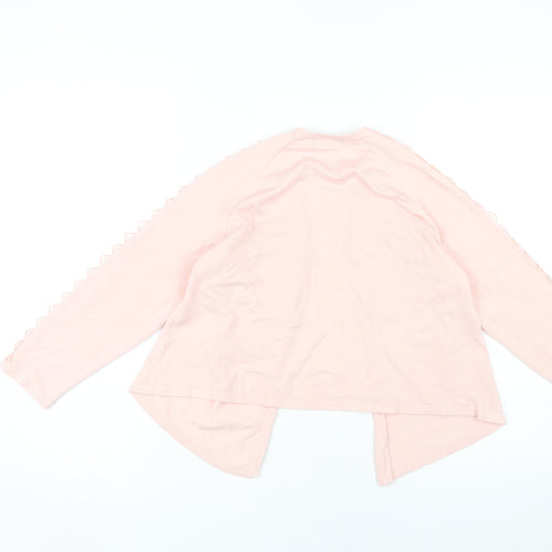 M&Co Women's Pink Open Front Cardigan Size 14 with Crochet Accent