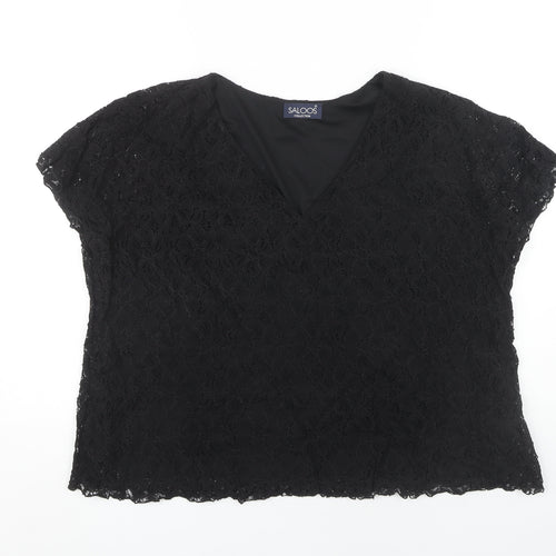 Saloos Women's Black Lace V-Neck Plus Size Blouse 2XL