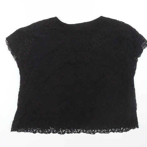 Saloos Women's Black Lace V-Neck Plus Size Blouse 2XL