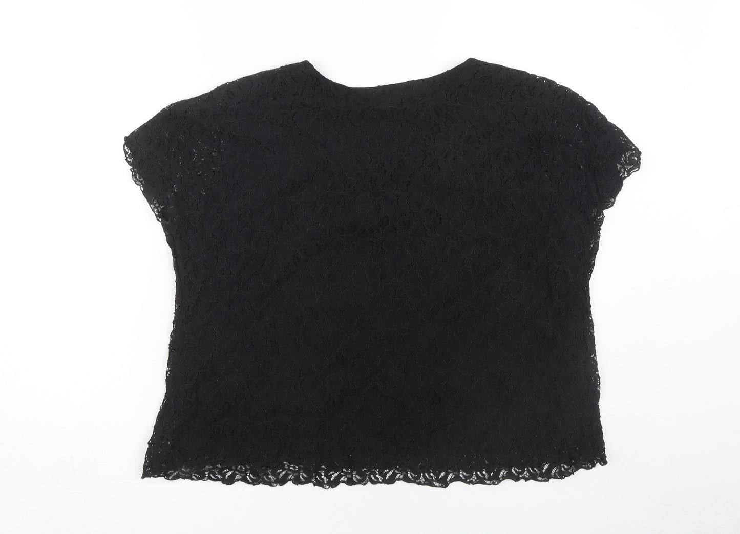 Saloos Women's Black Lace V-Neck Plus Size Blouse 2XL