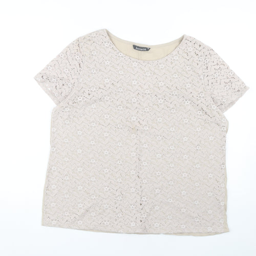 Bonmarché Women's Beige Lace Blouse Size 18