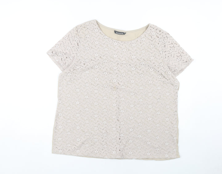 Bonmarché Women's Beige Lace Blouse Size 18