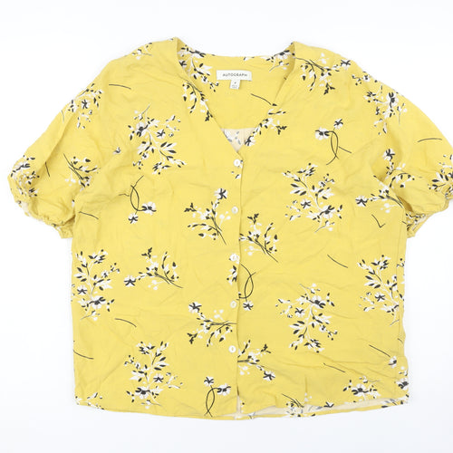 Marks and Spencer Women's Yellow Floral Tunic Blouse Size 8