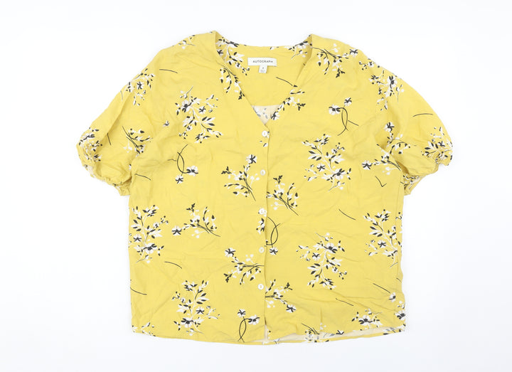 Marks and Spencer Women's Yellow Floral Tunic Blouse Size 8