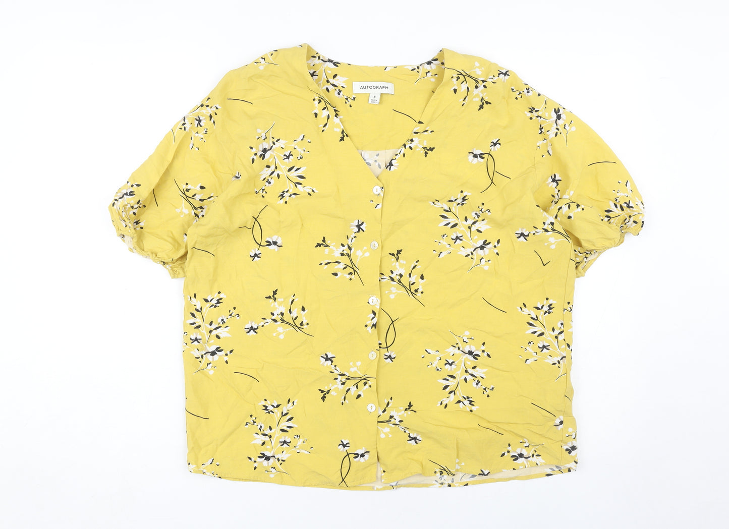 Marks and Spencer Women's Yellow Floral Tunic Blouse Size 8
