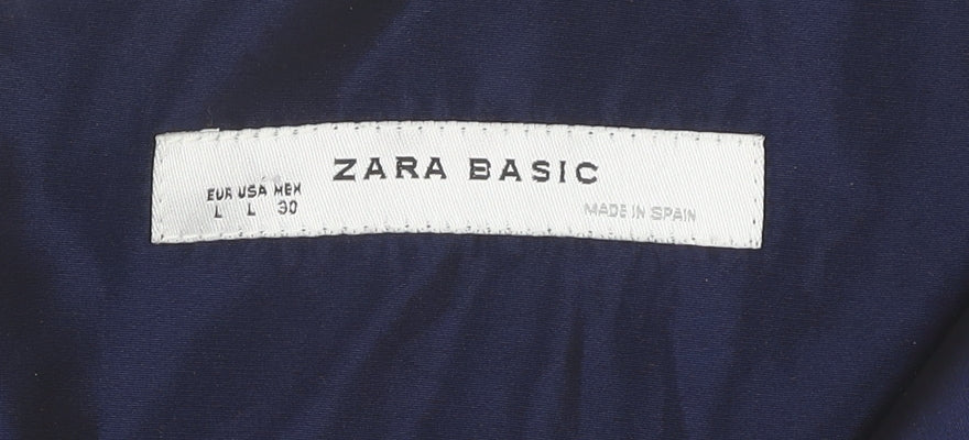 Zara Basic Women's Blue Slip Dress L - Casual & Chic