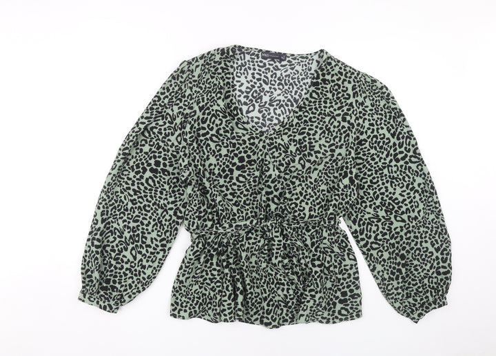 Green Animal Print M&S Women's Blouse, Size 18, Tunic Style
