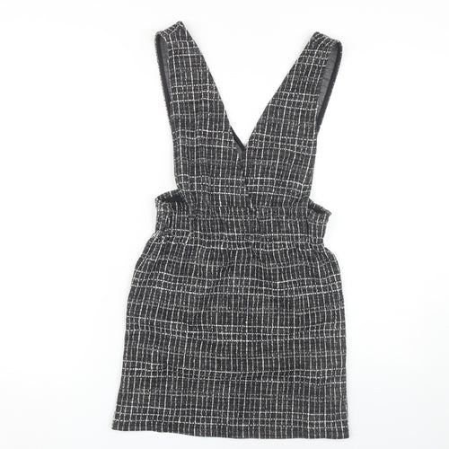 Pull & Bear Women's Black Check Pinafore Dress M