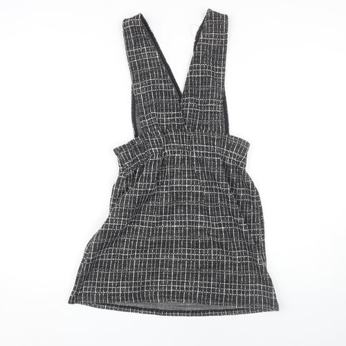 Pull & Bear Women's Black Check Pinafore Dress M