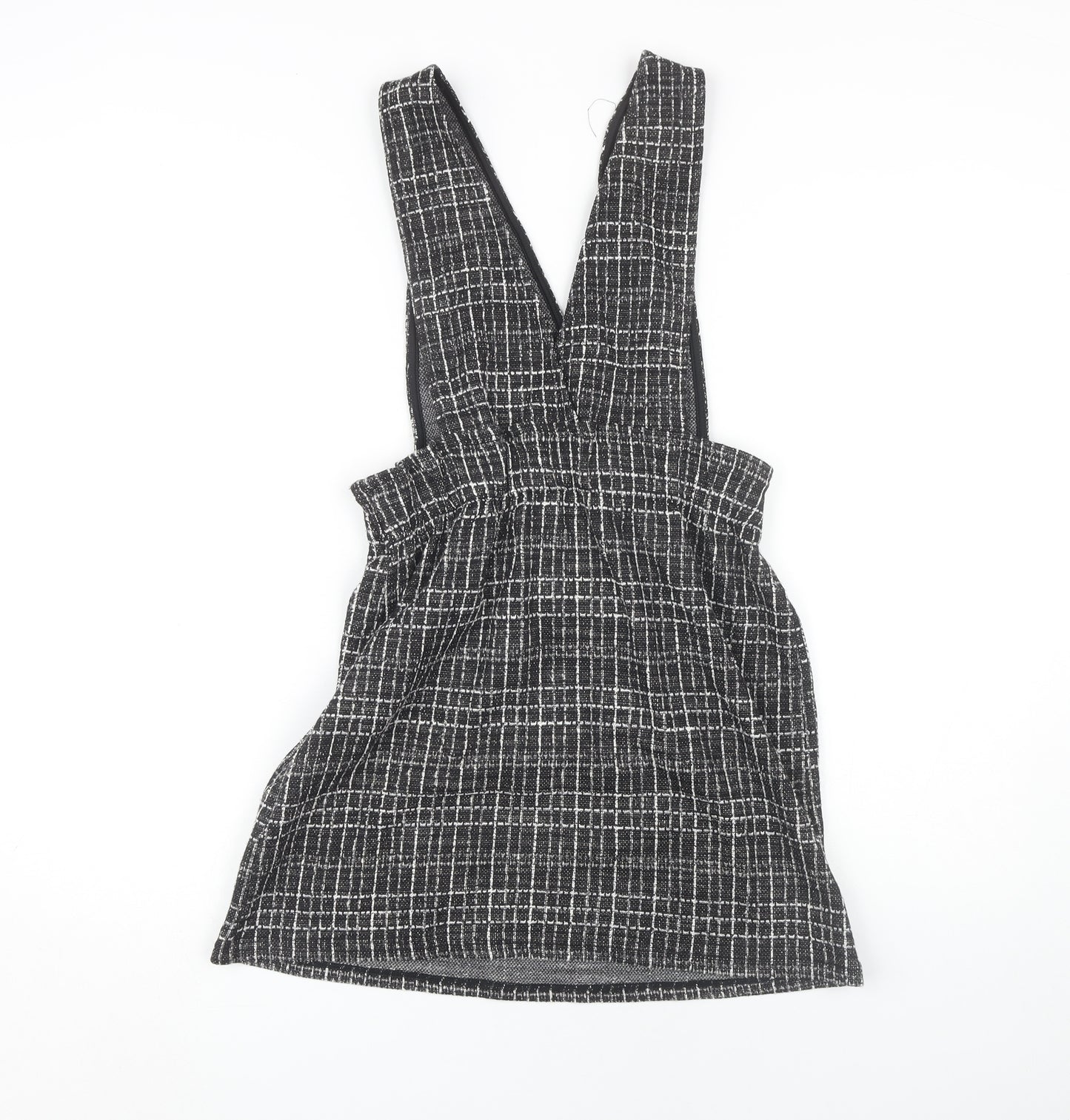 Pull & Bear Women's Black Check Pinafore Dress M