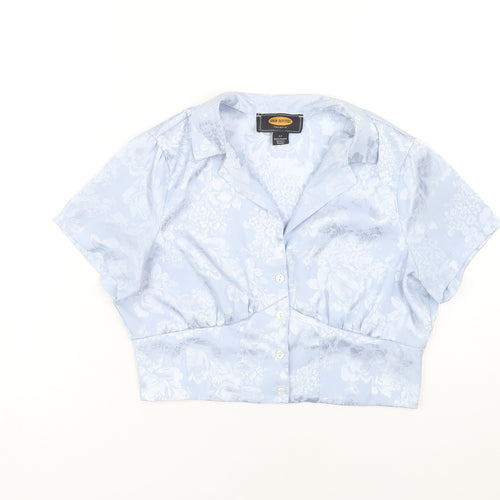 Urban Outfitters Women's Blue Floral Cropped Blouse