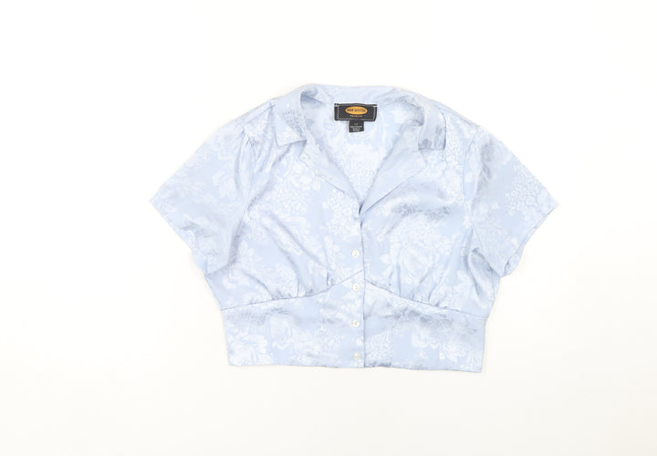 Urban Outfitters Women's Blue Floral Cropped Blouse